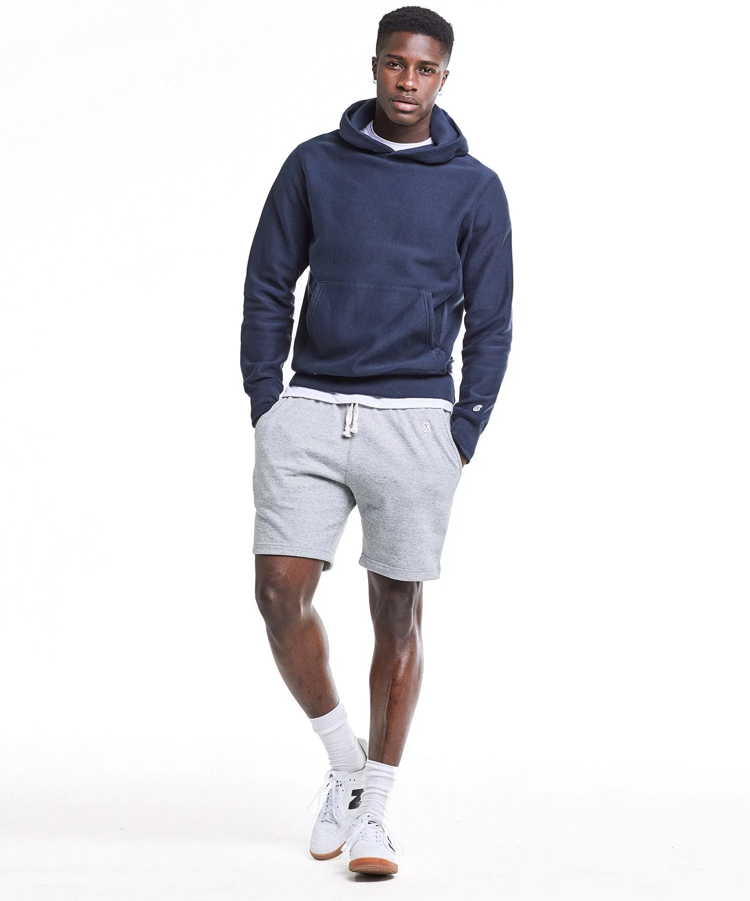 Heavyweight Popover Hoodie Sweatshirt in Navy