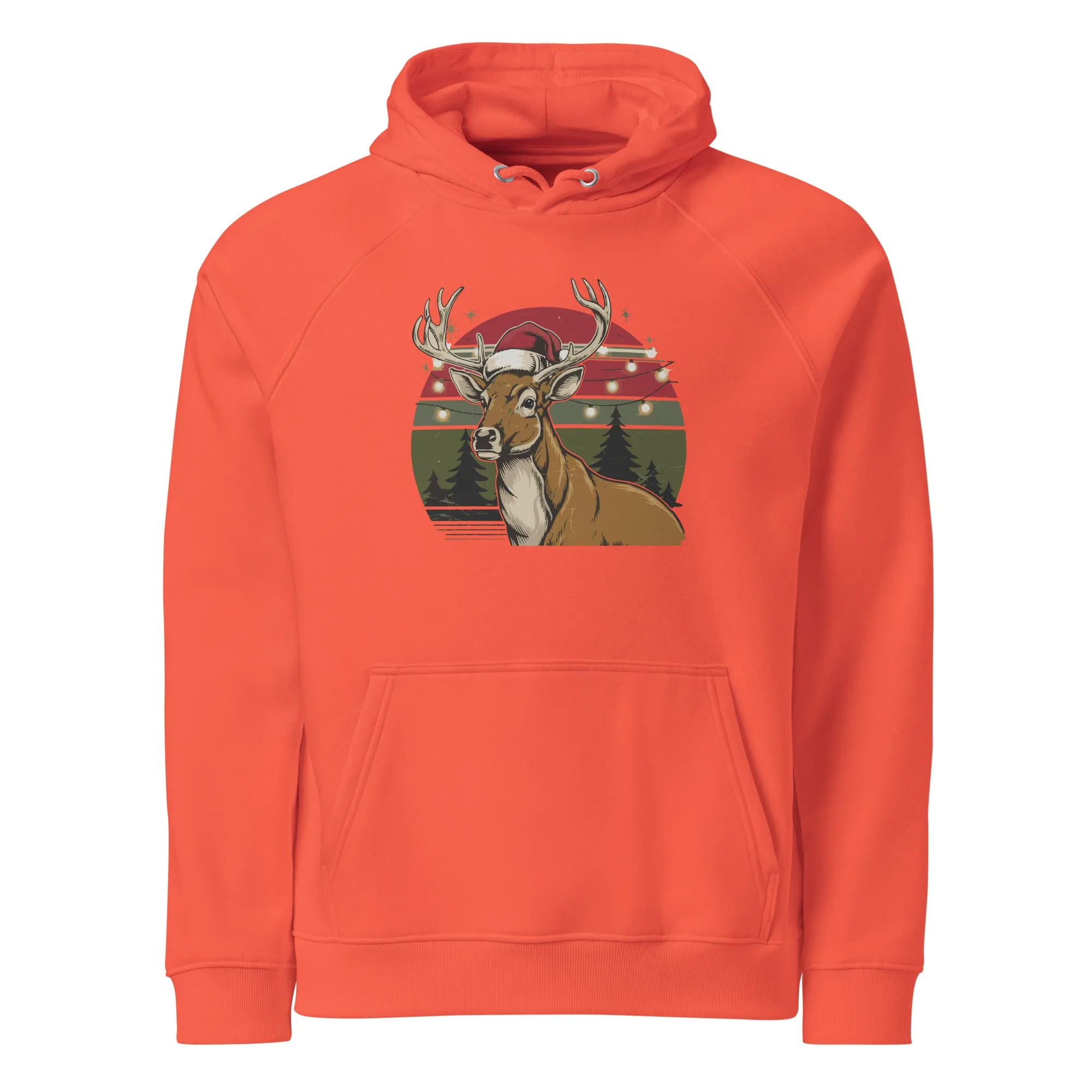 Ho-Ho-Vintage Reindeer Graphics Men Eco Raglan Hoodie