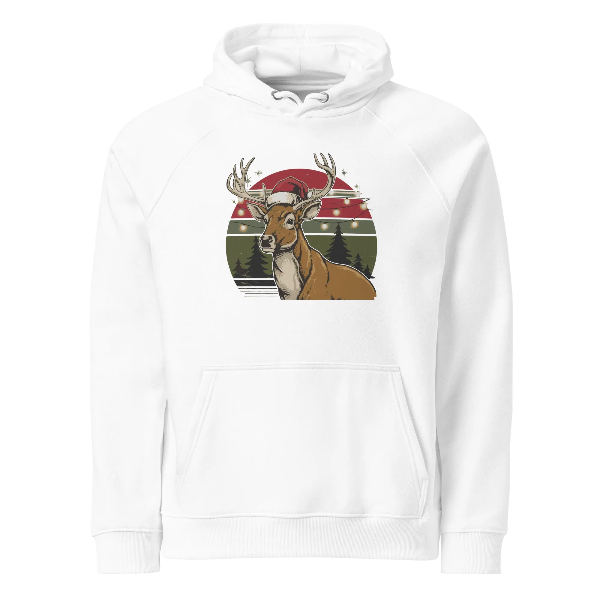 Ho-Ho-Vintage Reindeer Graphics Men Eco Raglan Hoodie