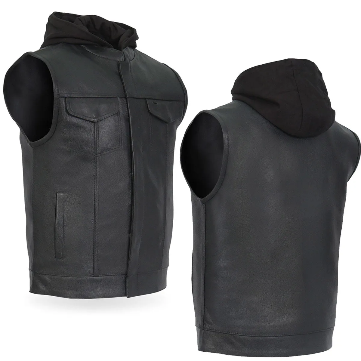 Hot Leathers VSM1201 Men's Black Motorcycle Biker Club Style Vest with