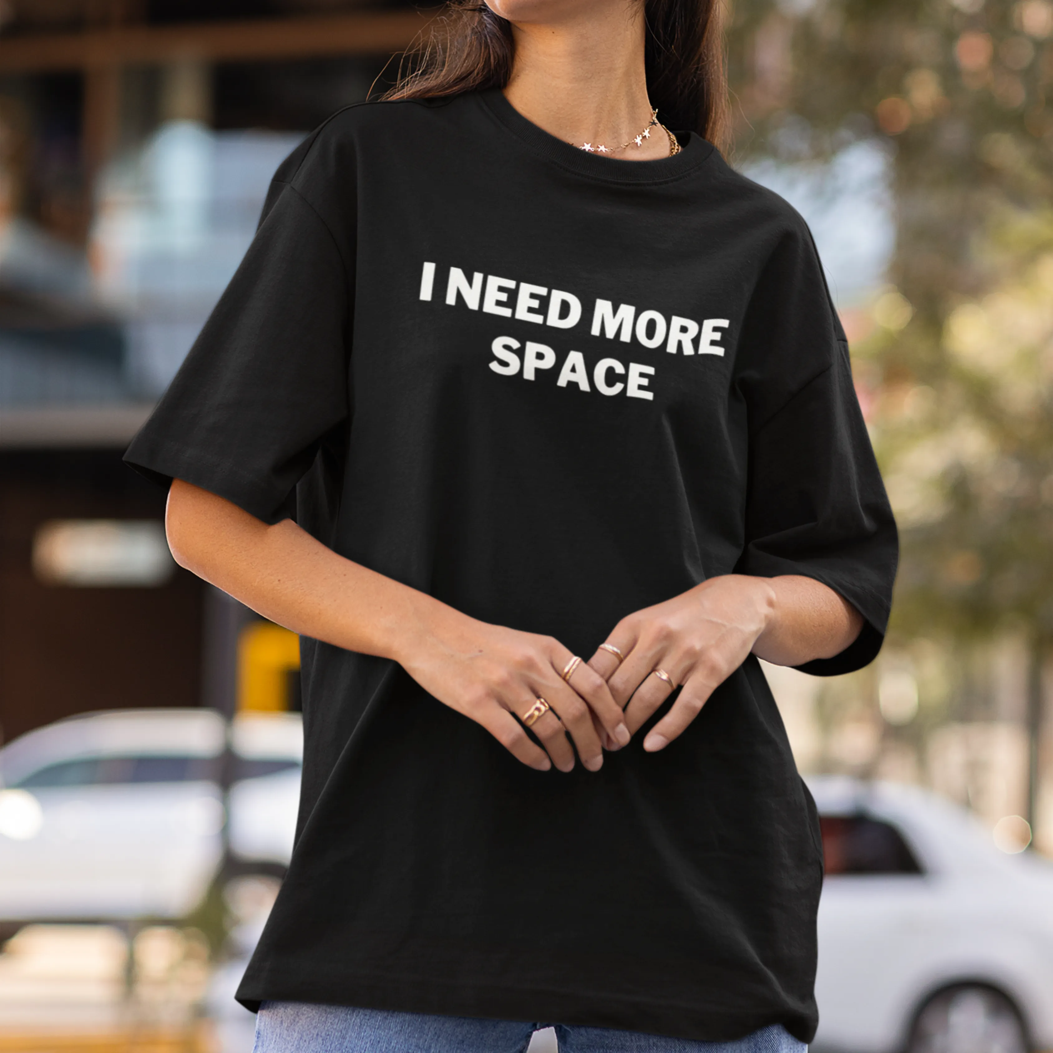 I Need More Space Back Printed Oversized Tee