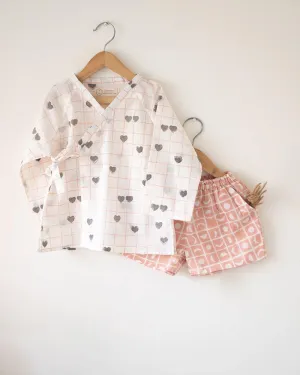 I want to be an envelope’ unisex kids set in hand block print