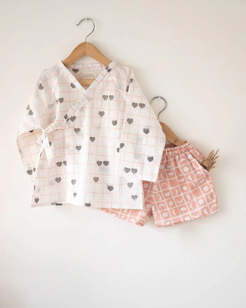 I want to be an envelope’ unisex kids set in hand block print