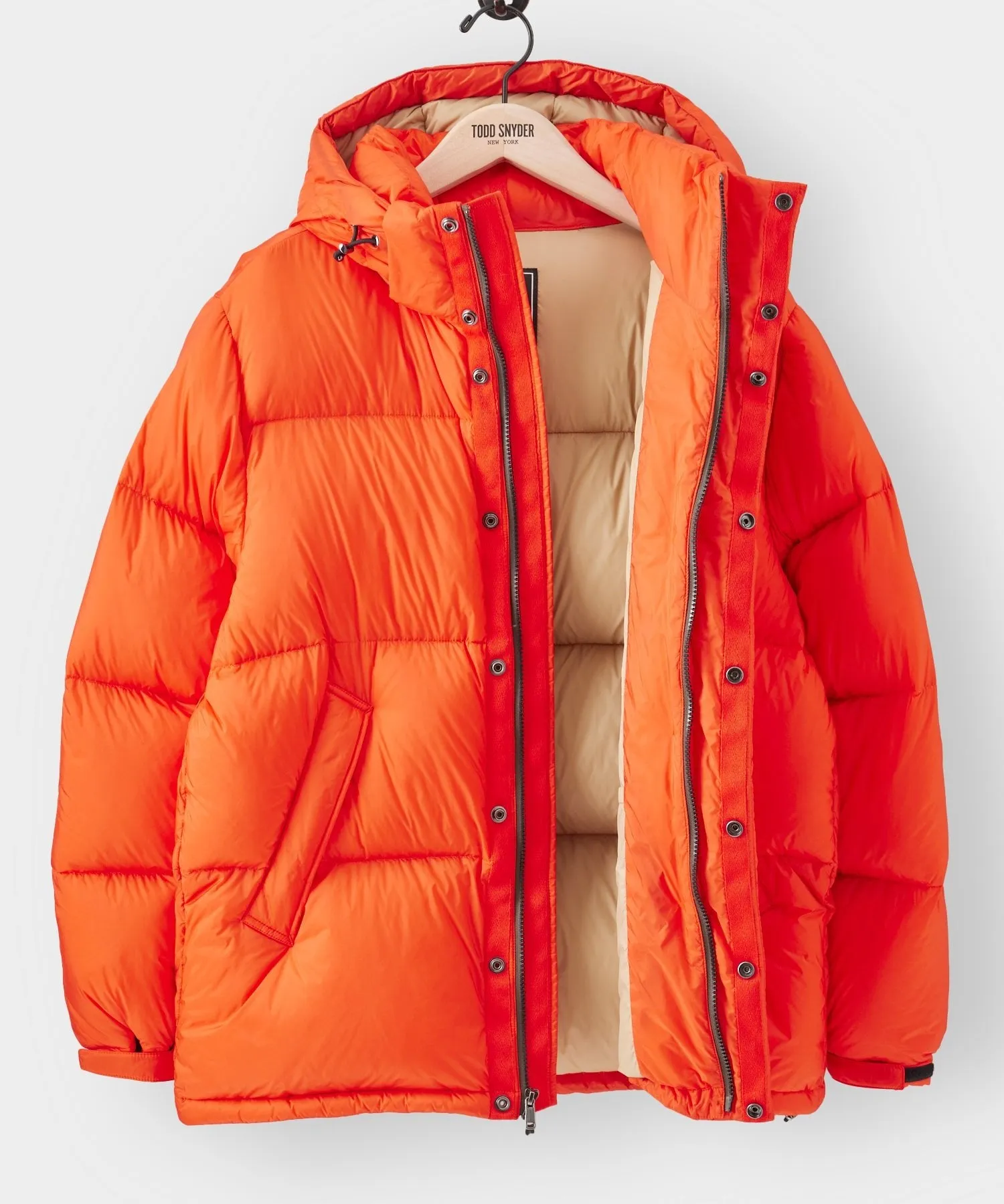 Italian Short Tech Down Parka in Orange