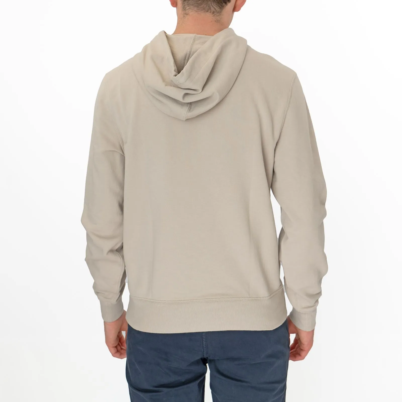 J. Crew Mens Hoodie Beige Kangaroo Pocket Drawstring Hood Long Sleeve Tops