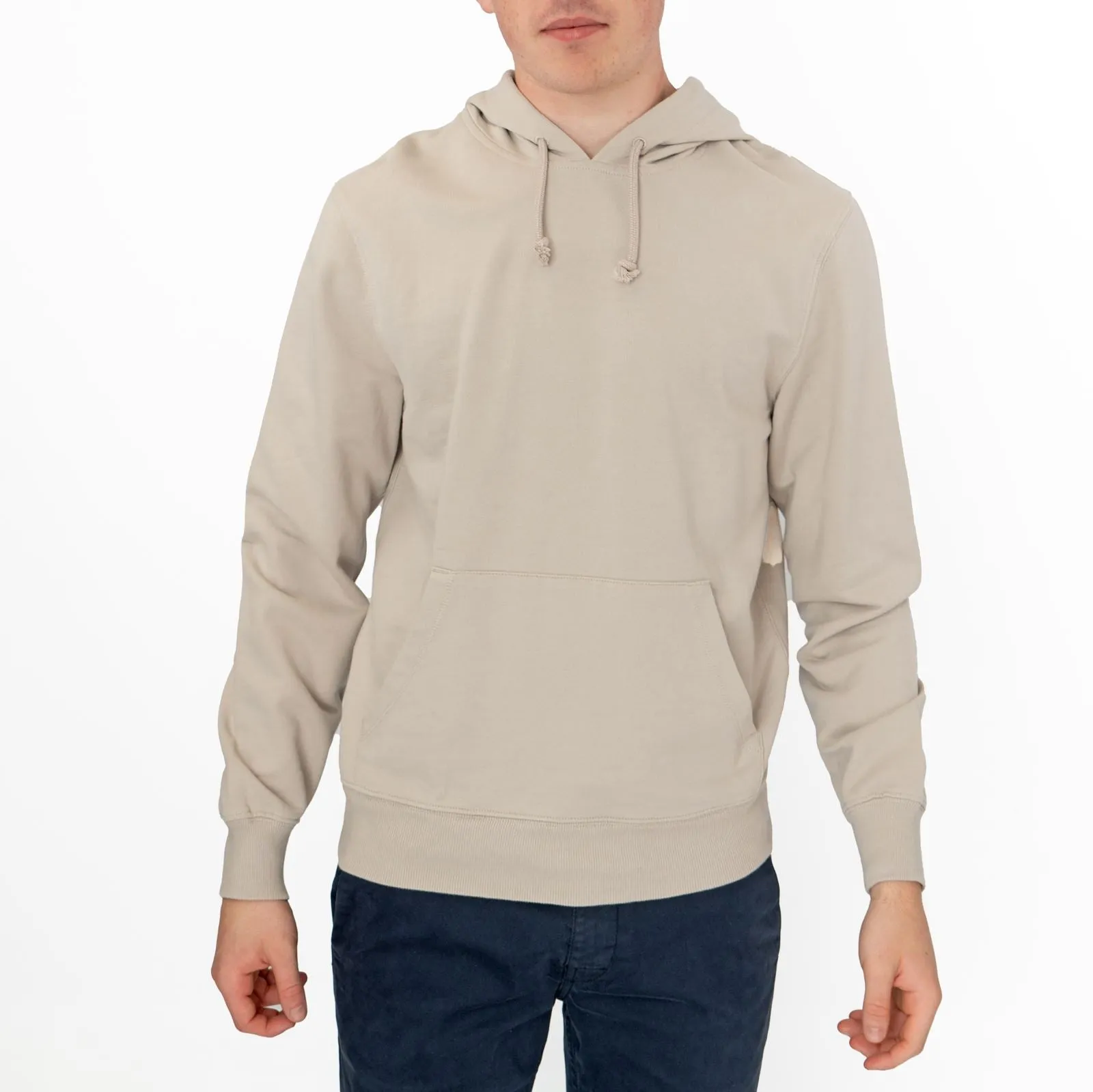 J. Crew Mens Hoodie Beige Kangaroo Pocket Drawstring Hood Long Sleeve Tops