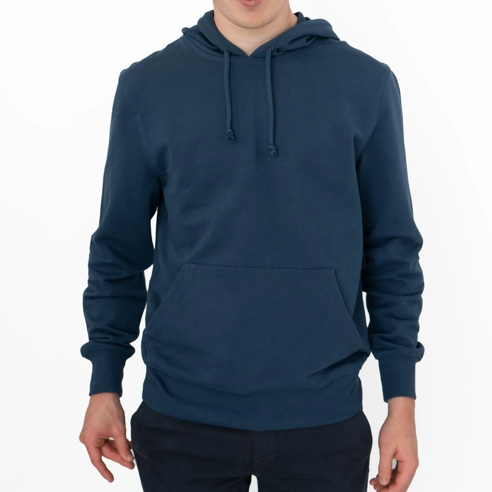 J. Crew Mens Hoodie Blue Kangaroo Pocket Navy Drawstring Hood Long Sleeve Tops