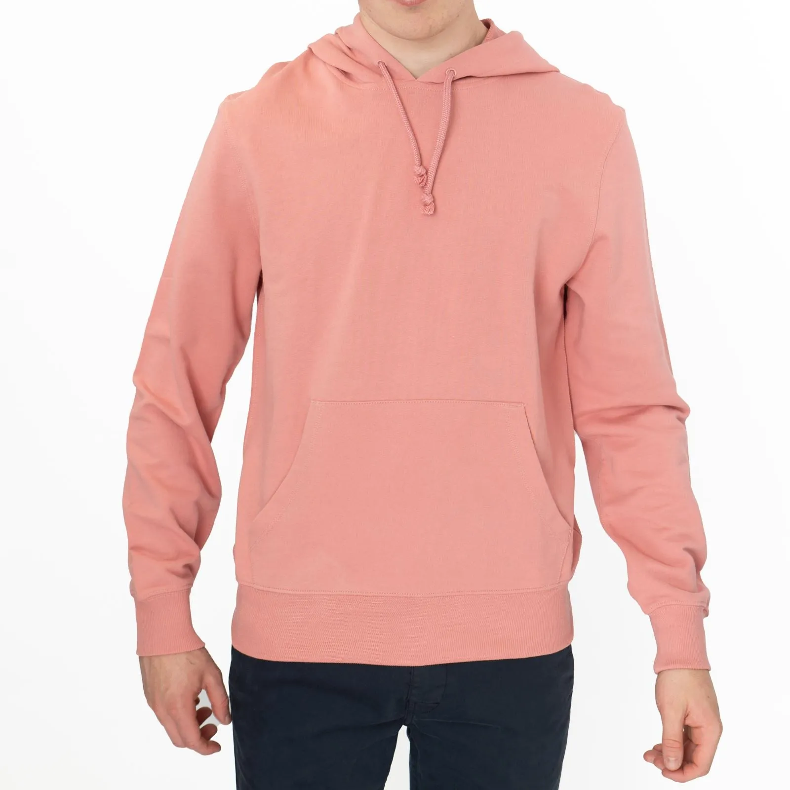 J. Crew Mens Hoodie Pink Kangaroo Pocket Drawstring Hood Long Sleeve Top