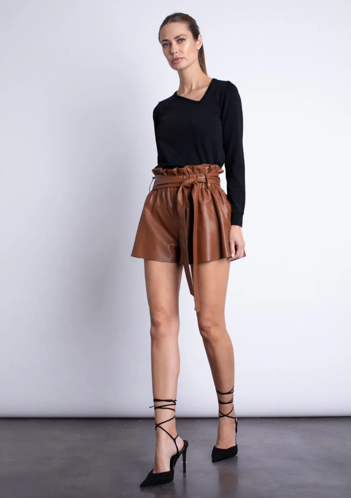 Juana Vegan Leather Shorts - Intense Rust