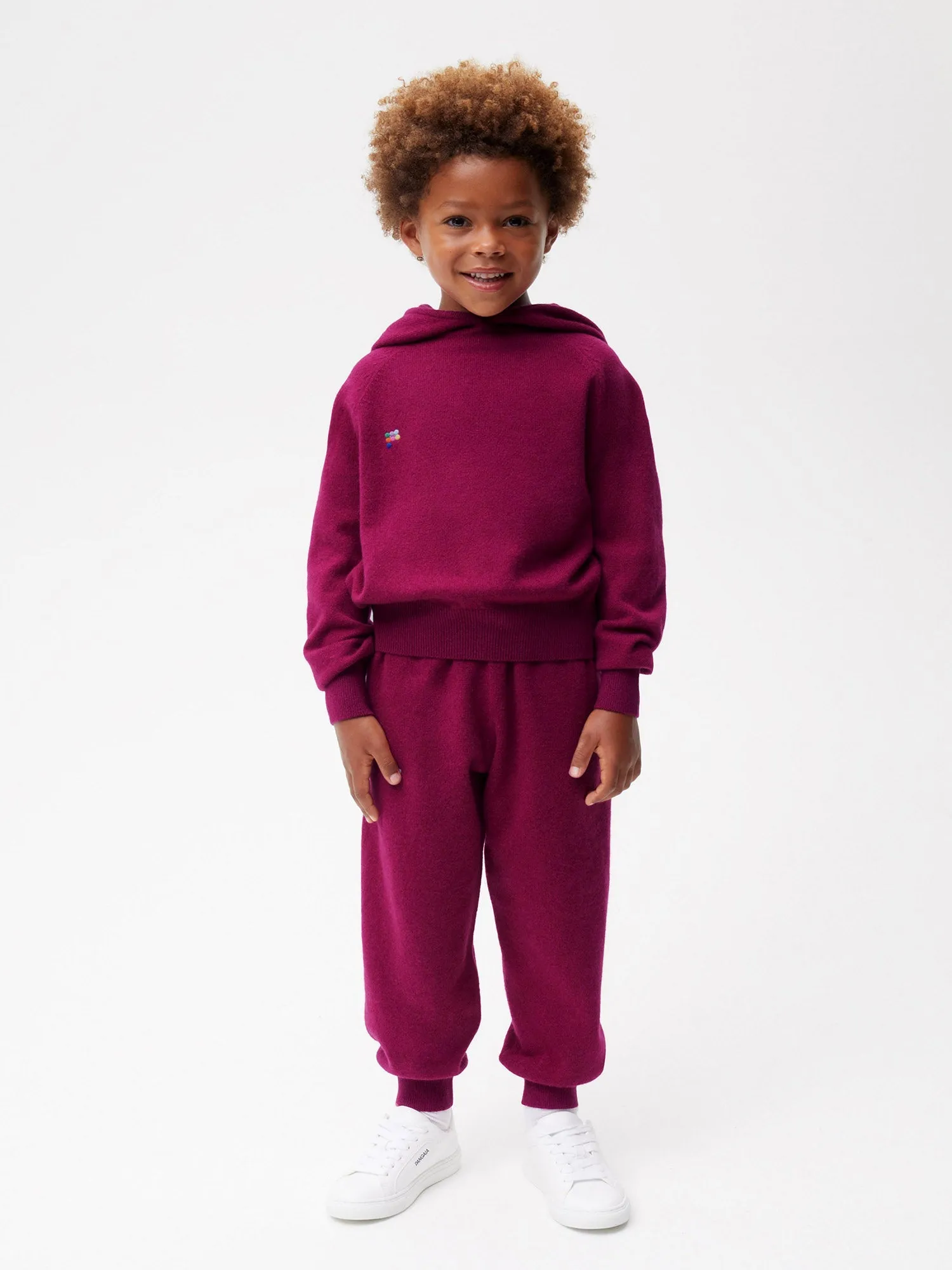 Kids' Recycled Cashmere Hoodie—plum purple