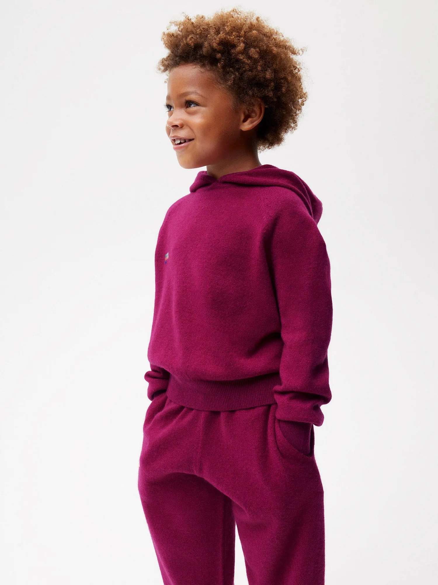 Kids' Recycled Cashmere Hoodie—plum purple