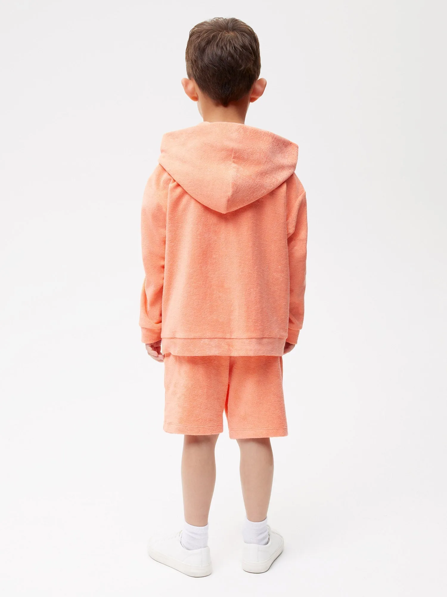 Kids Towelling Zipped Hoodie—peach perfect