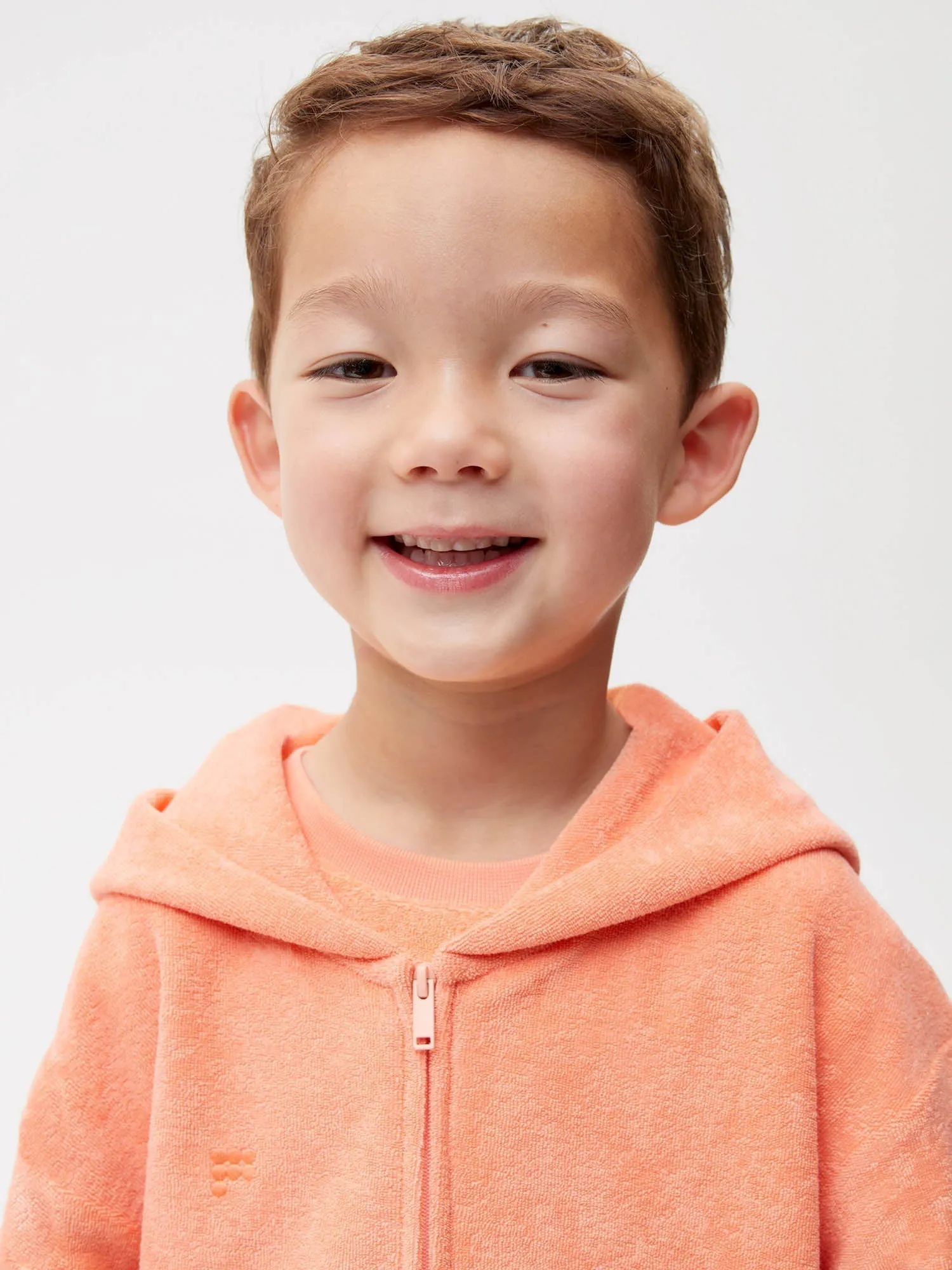 Kids Towelling Zipped Hoodie—peach perfect