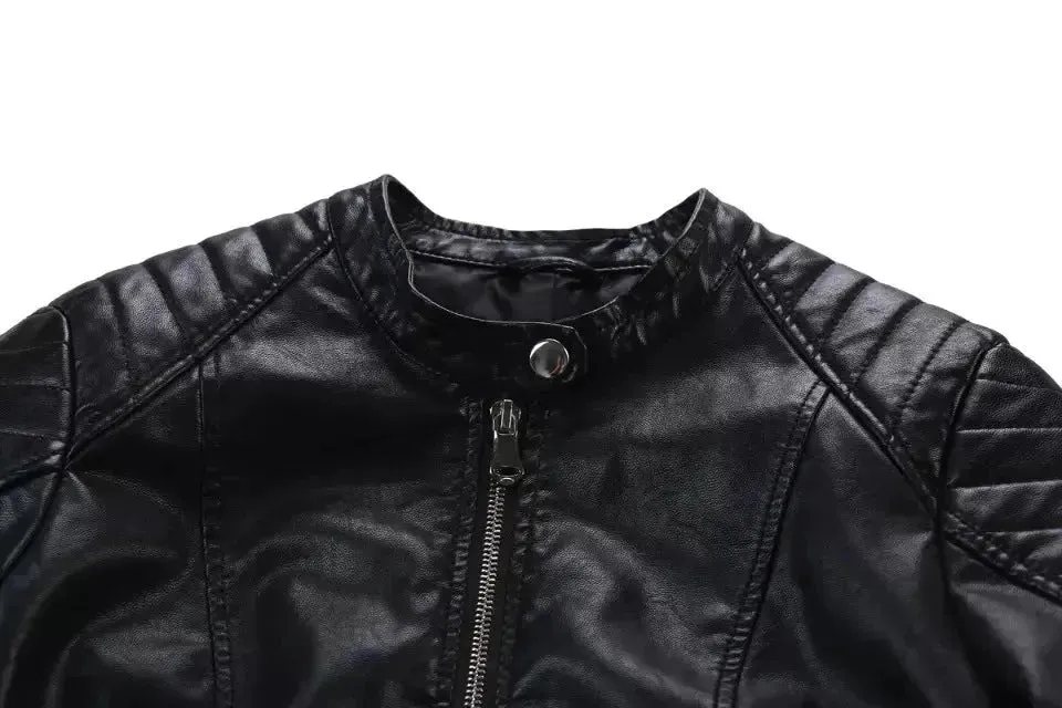 Ladies Fall and Winter Slim fit Leather Jacket  Biker Jacket Women