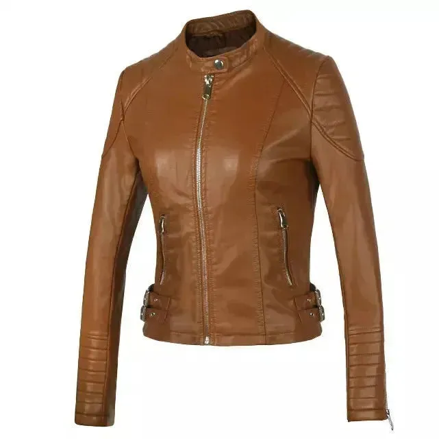 Ladies Fall and Winter Slim fit Leather Jacket  Biker Jacket Women