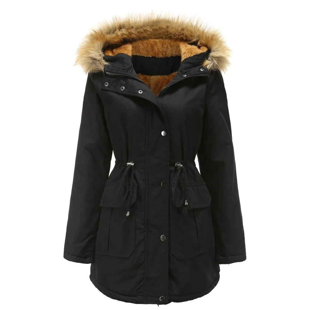 Ladies Velvet Cotton Padded Parka Jacket (3 colors)