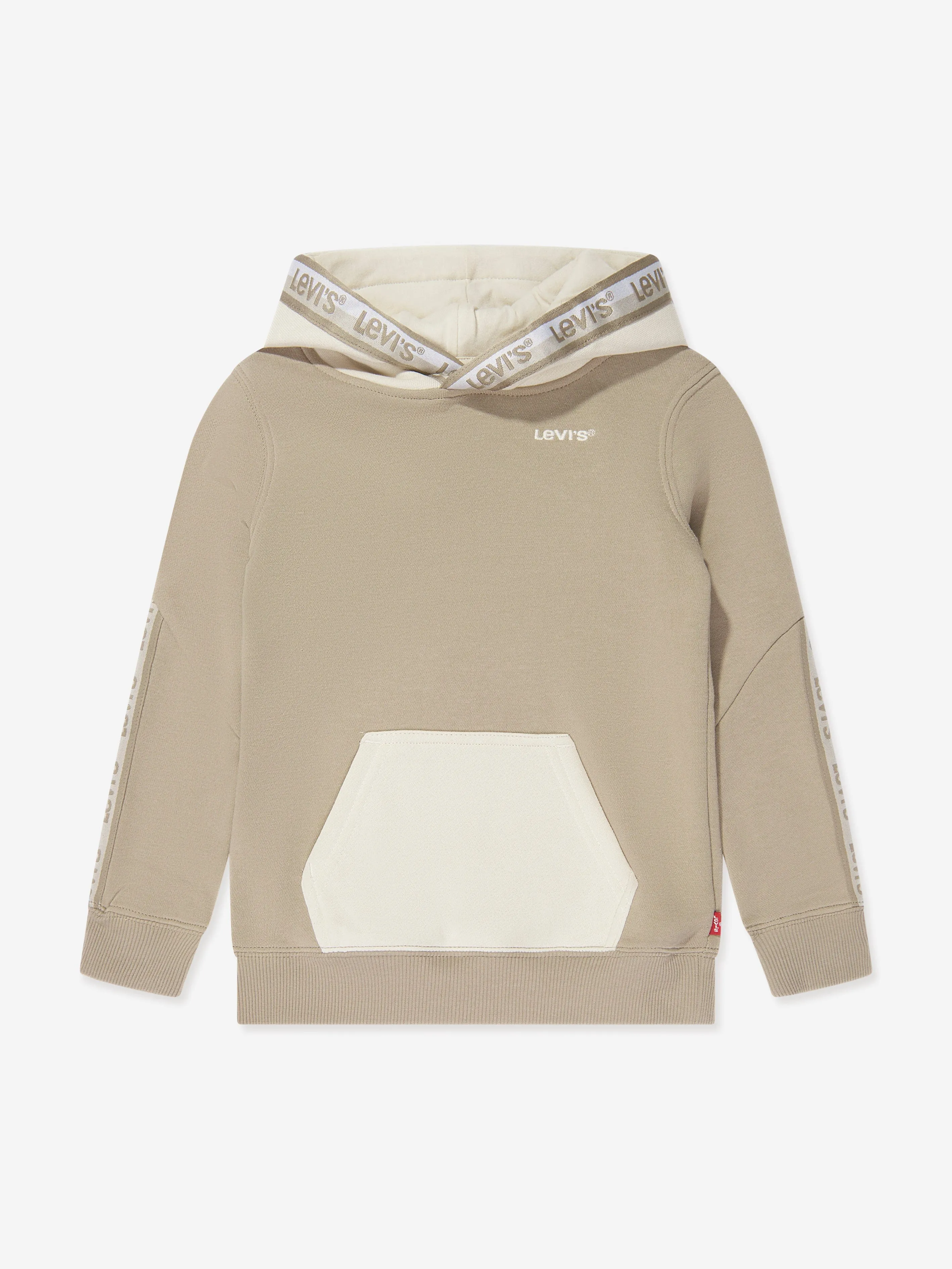 Levi's Boys Logo Taping Pullover Hoodie in Beige