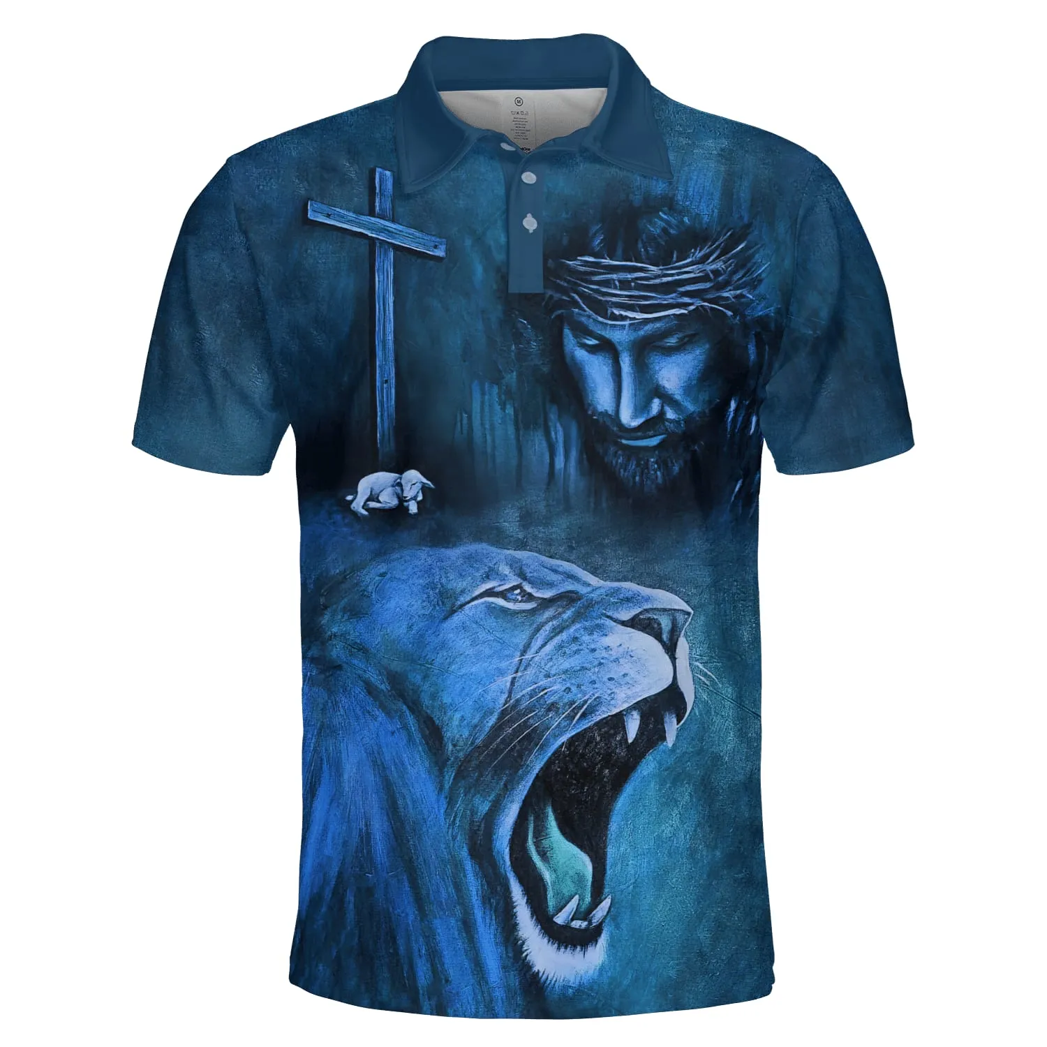 Lion Jesus And Lamb Polo Shirt - Christian Shirts & Shorts