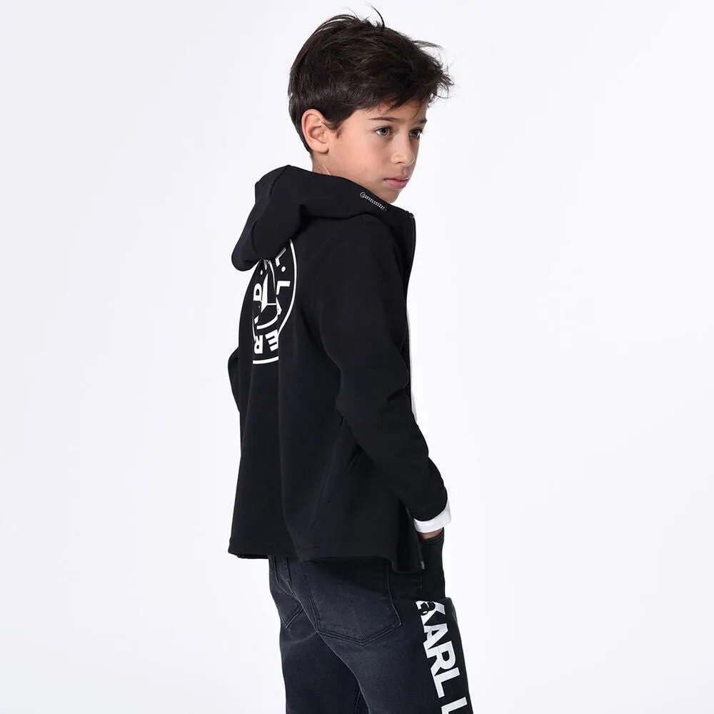 Logo Hooded Zip Up Top