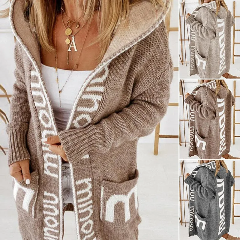 Loose Long Cardigan With Letter Print