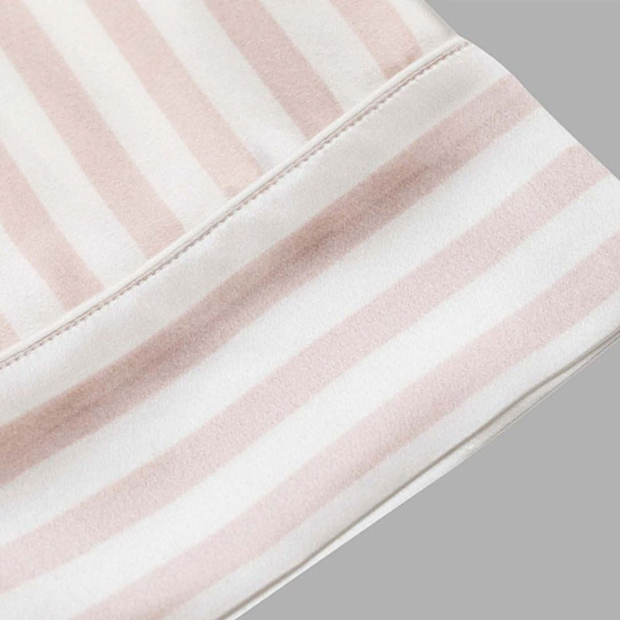 Luxe Striped Silk Pajamas: Long-Sleeve Top & Shorts - Pink