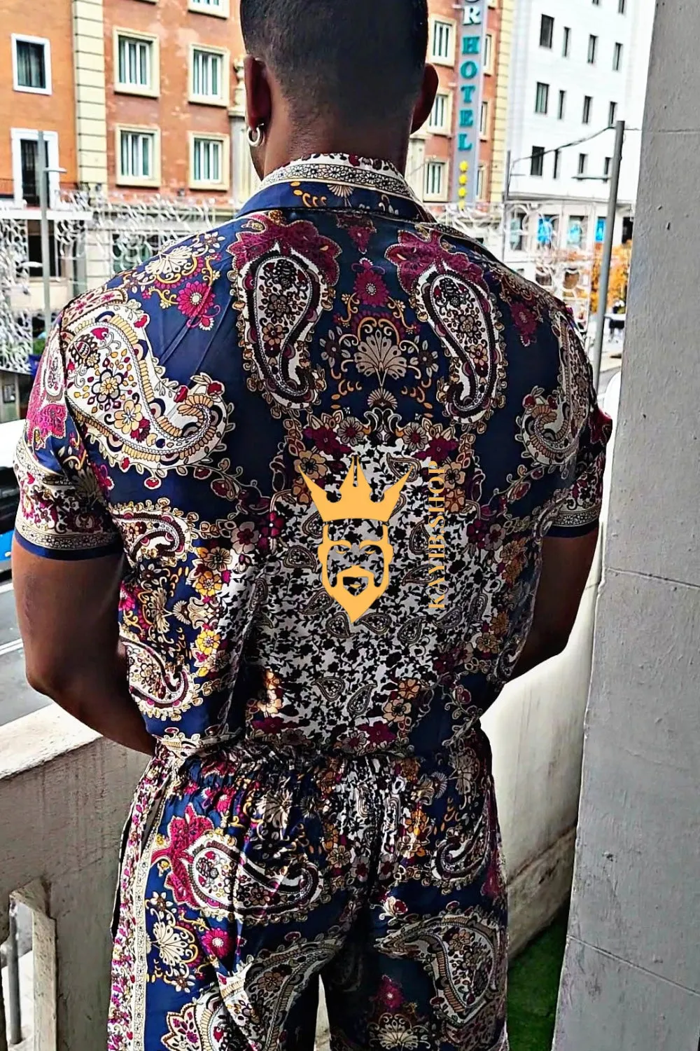 Luxury Boho Silk Shirt Set - Festival Outfit, Handmade Men's Fashion