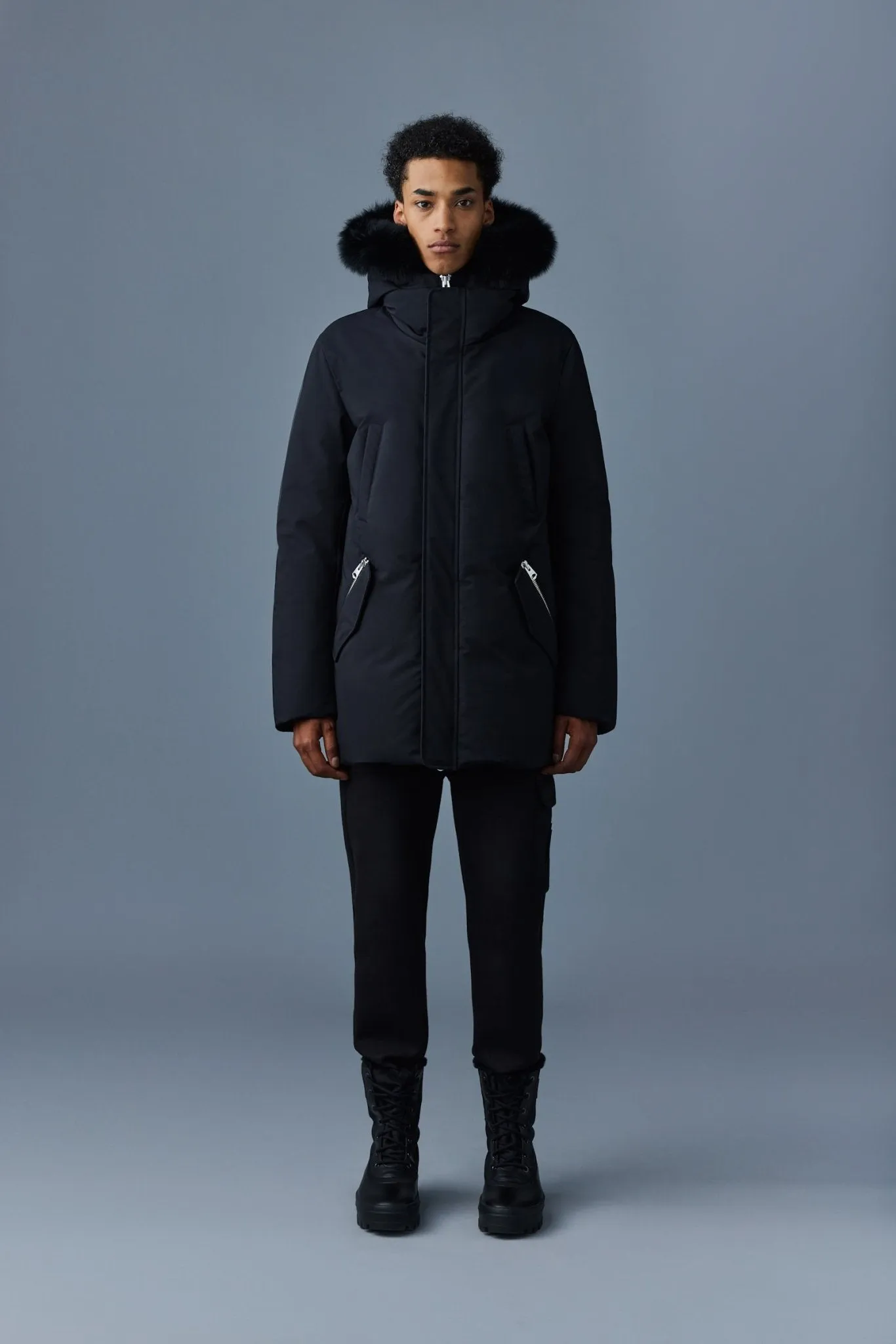 MACKAGE EDWARD-BX - 2-in-1 Down Parka With Hooded Bib And Blue Fox Fur