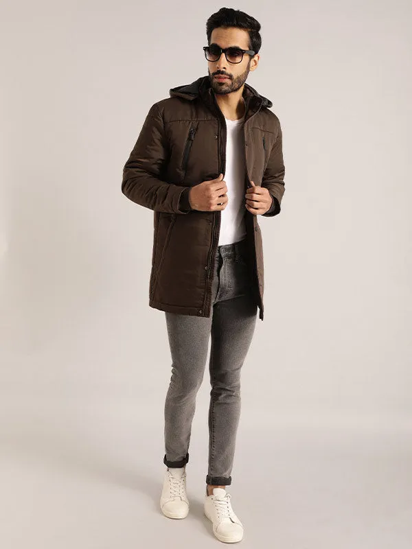 Men Solid Full Sleeve Parka Jacket