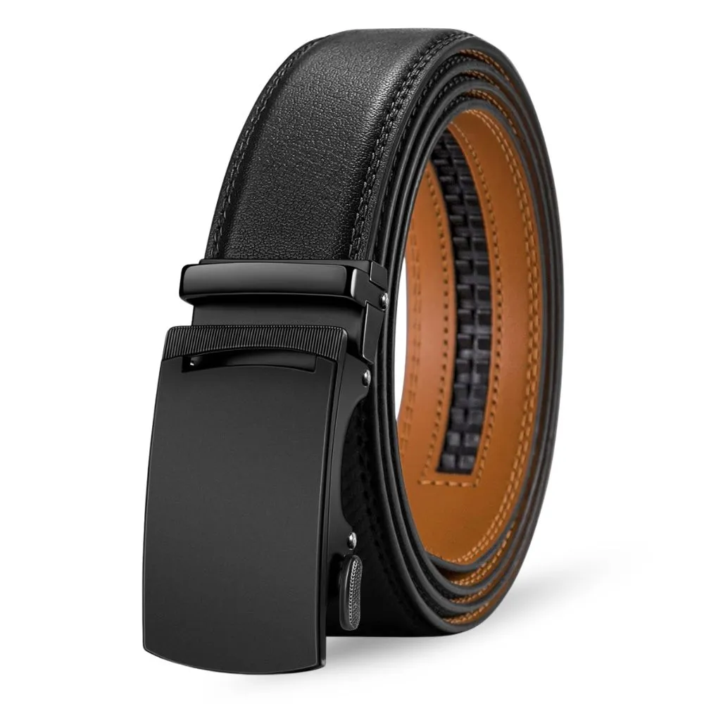 Men’s Automatic Ratchet Belt - Matte Black with Ribbed Edge