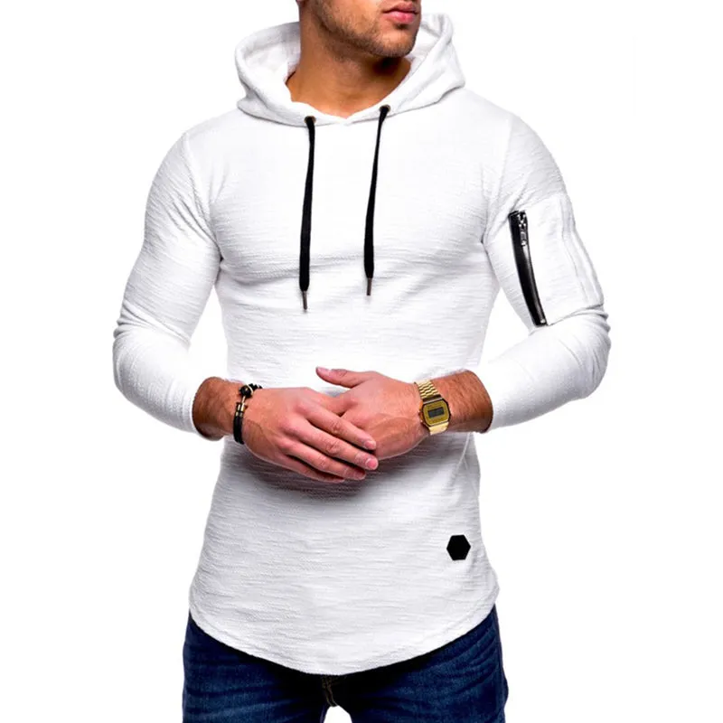 Men'S Casual Hooded Solid Color Zipper Sweatshirts