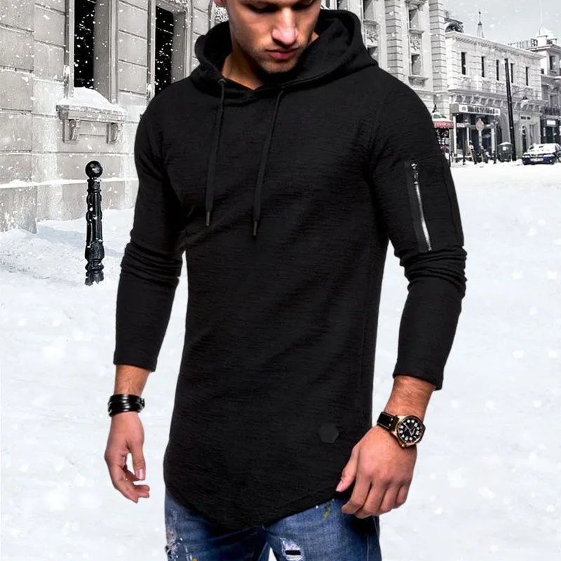 Men'S Casual Hooded Solid Color Zipper Sweatshirts