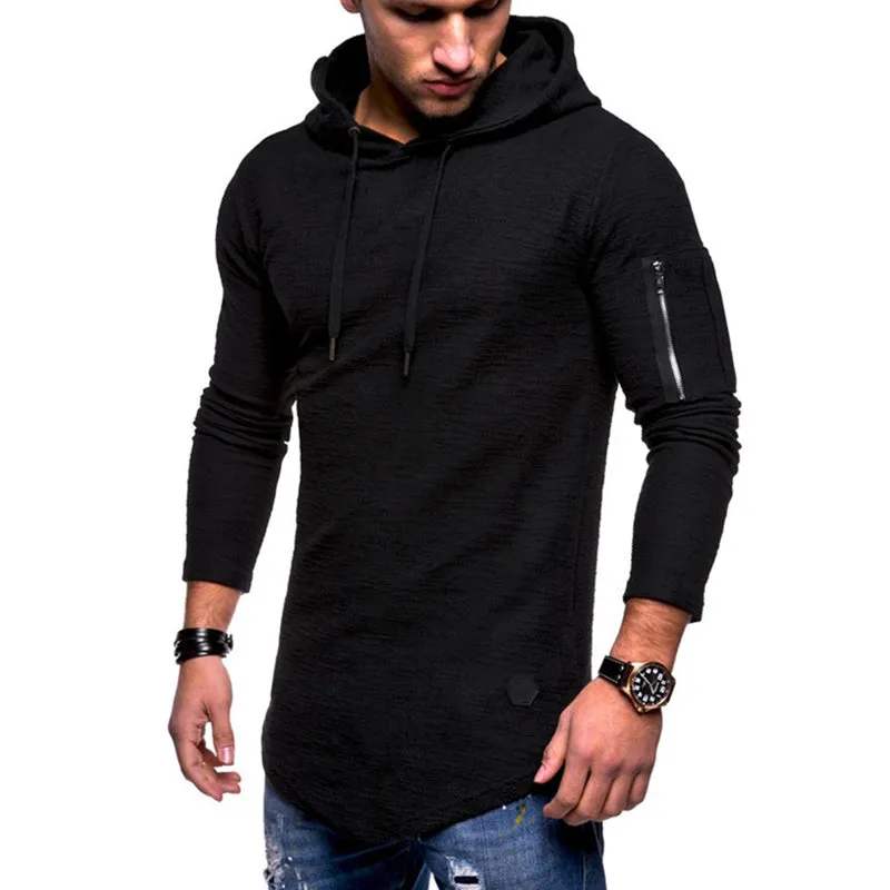 Men'S Casual Hooded Solid Color Zipper Sweatshirts