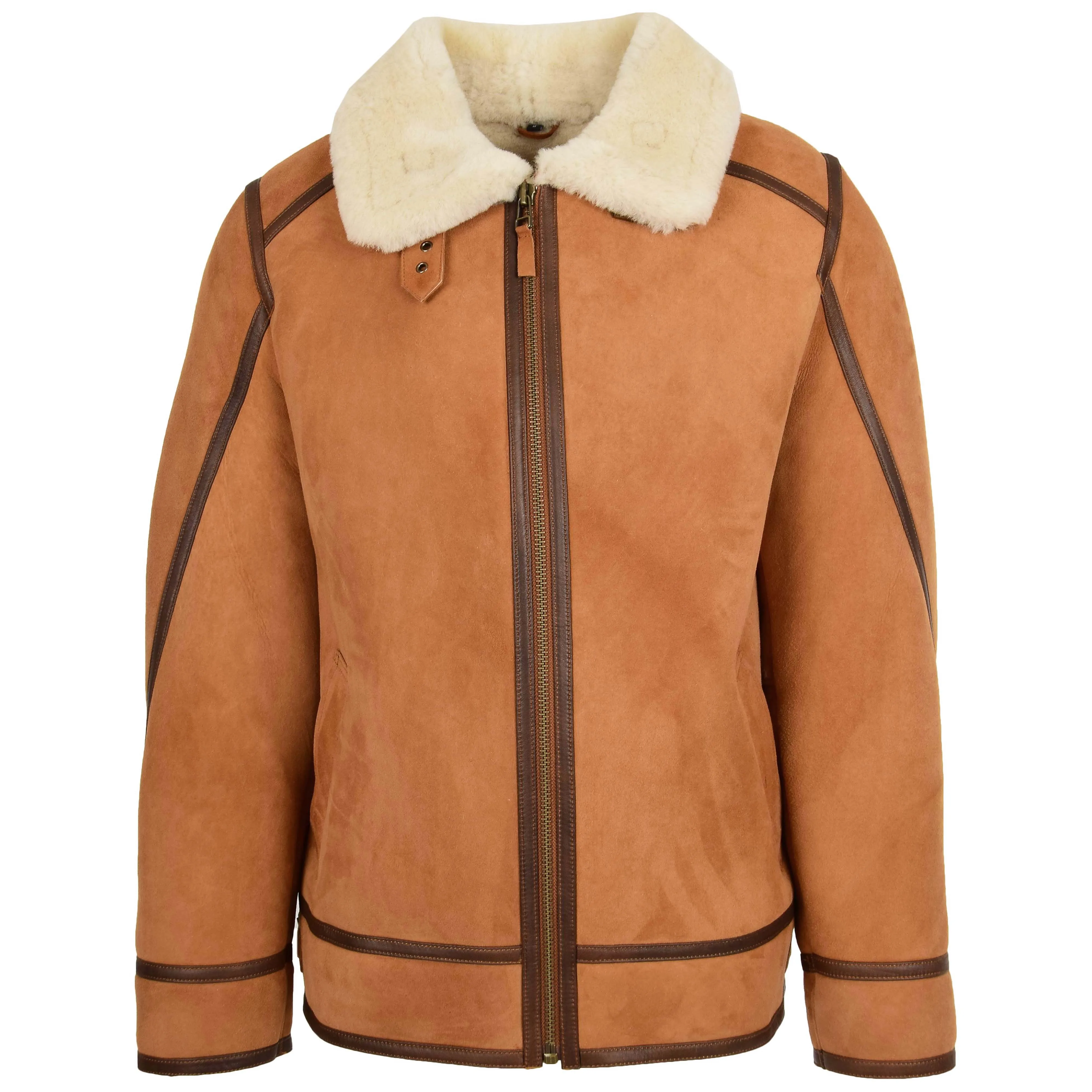 Mens Classic Top Gun Sheepskin B3 Jacket Dean Tan White