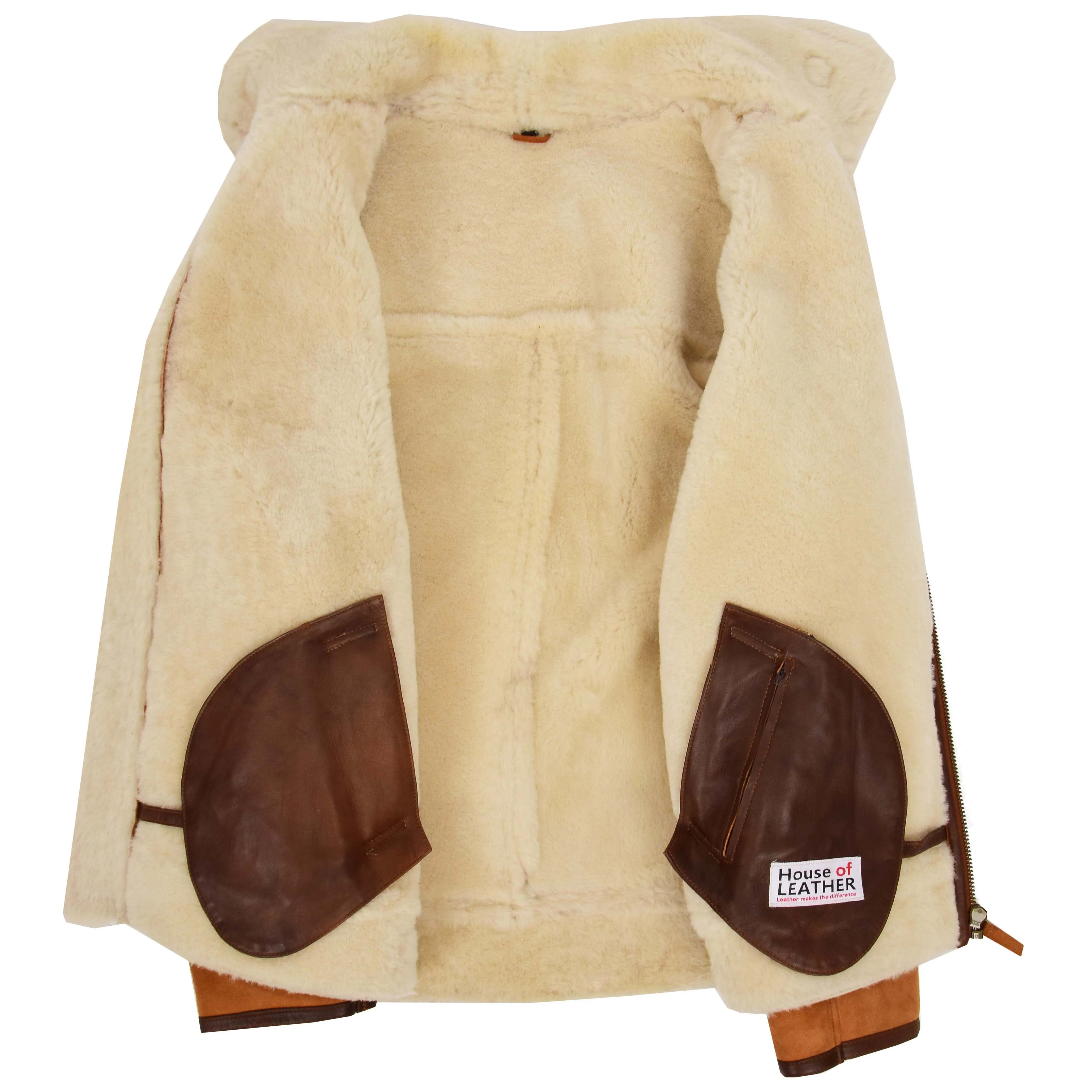 Mens Classic Top Gun Sheepskin B3 Jacket Dean Tan White