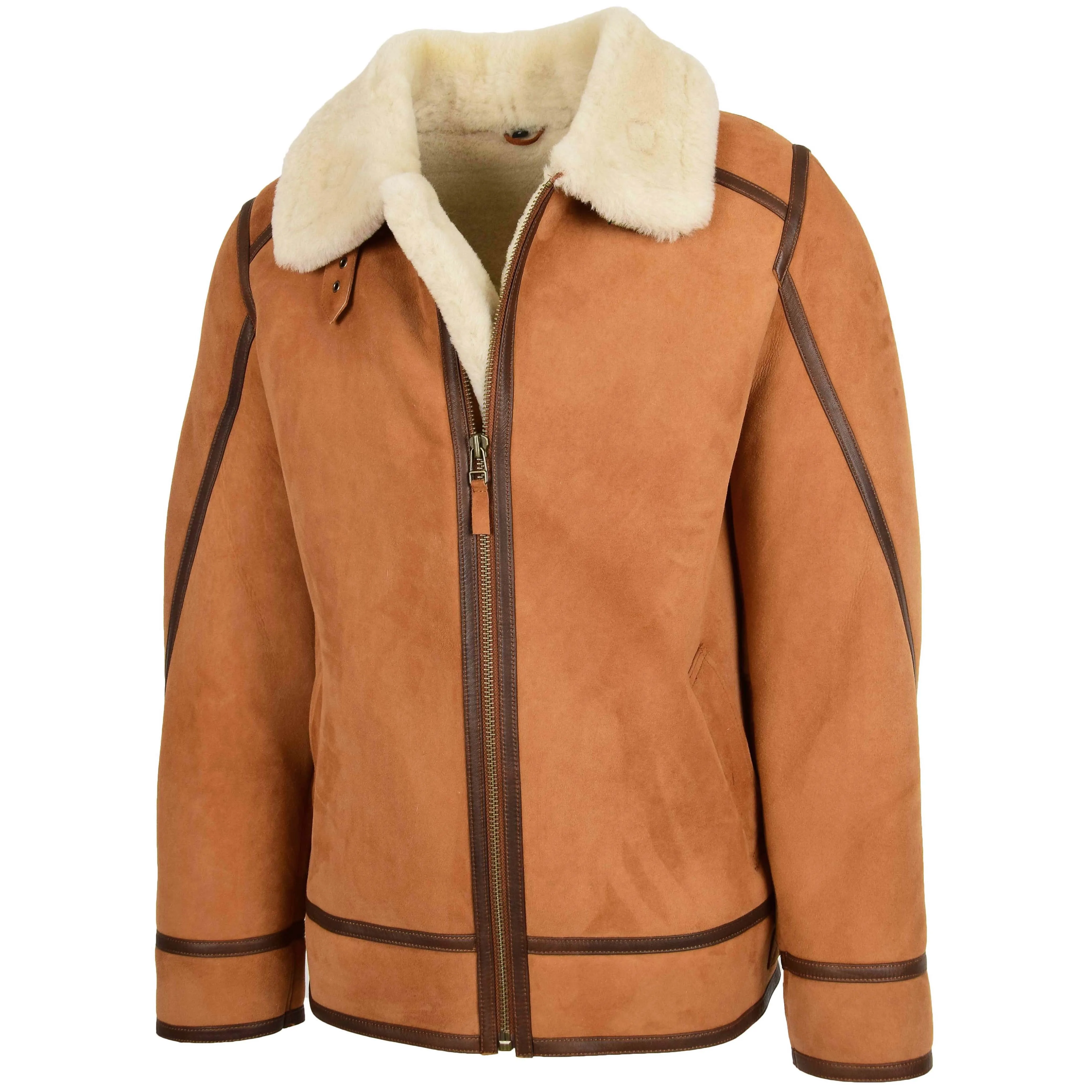 Mens Classic Top Gun Sheepskin B3 Jacket Dean Tan White