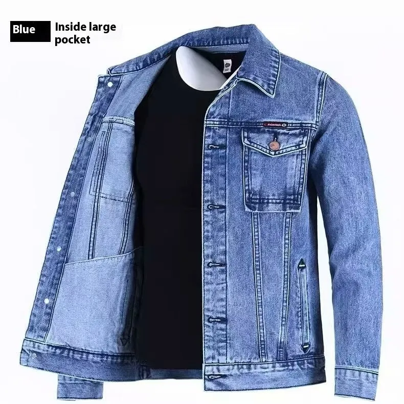 Men's Loose-fitting Workwear Jacket Lapel Denim Jacket