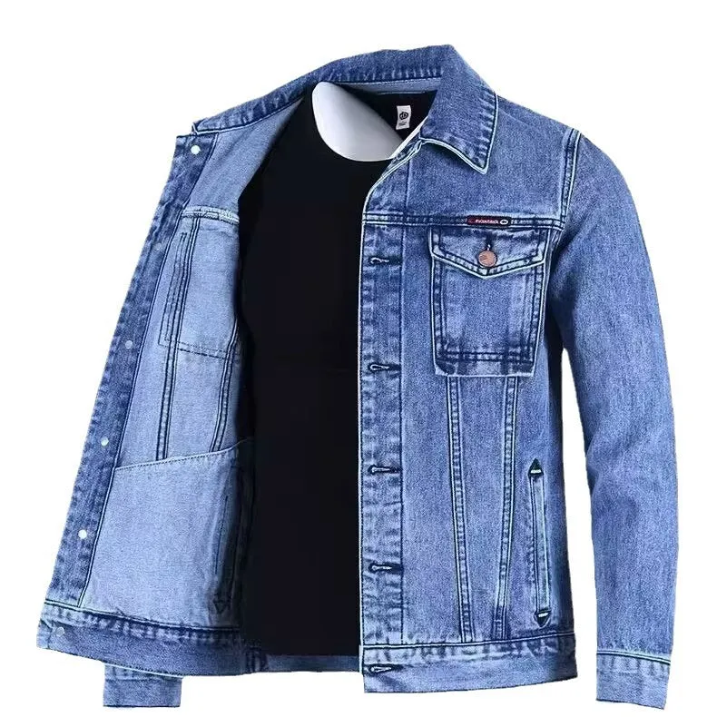 Men's Loose-fitting Workwear Jacket Lapel Denim Jacket