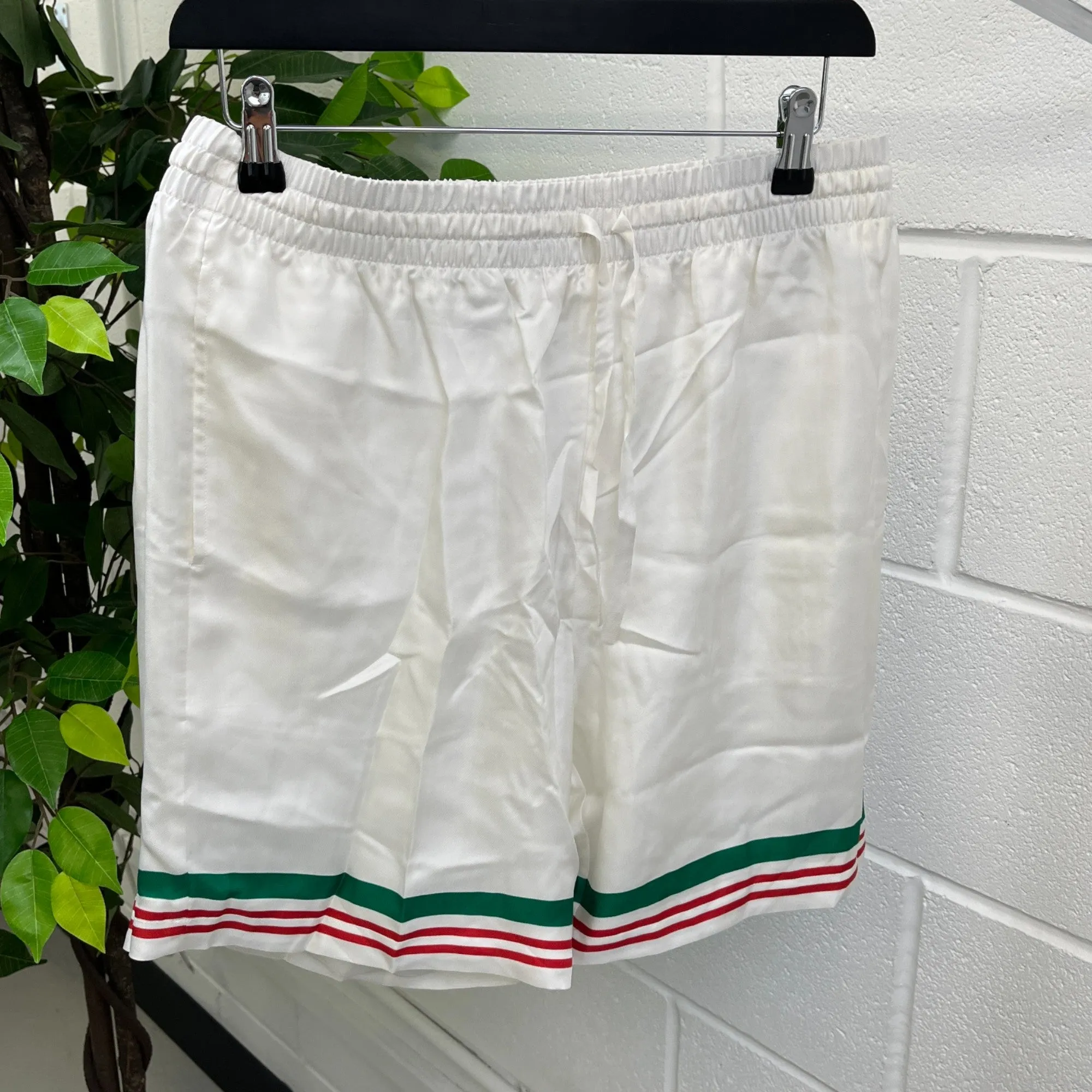 Men's Tennis Club Silk Shorts White Size L