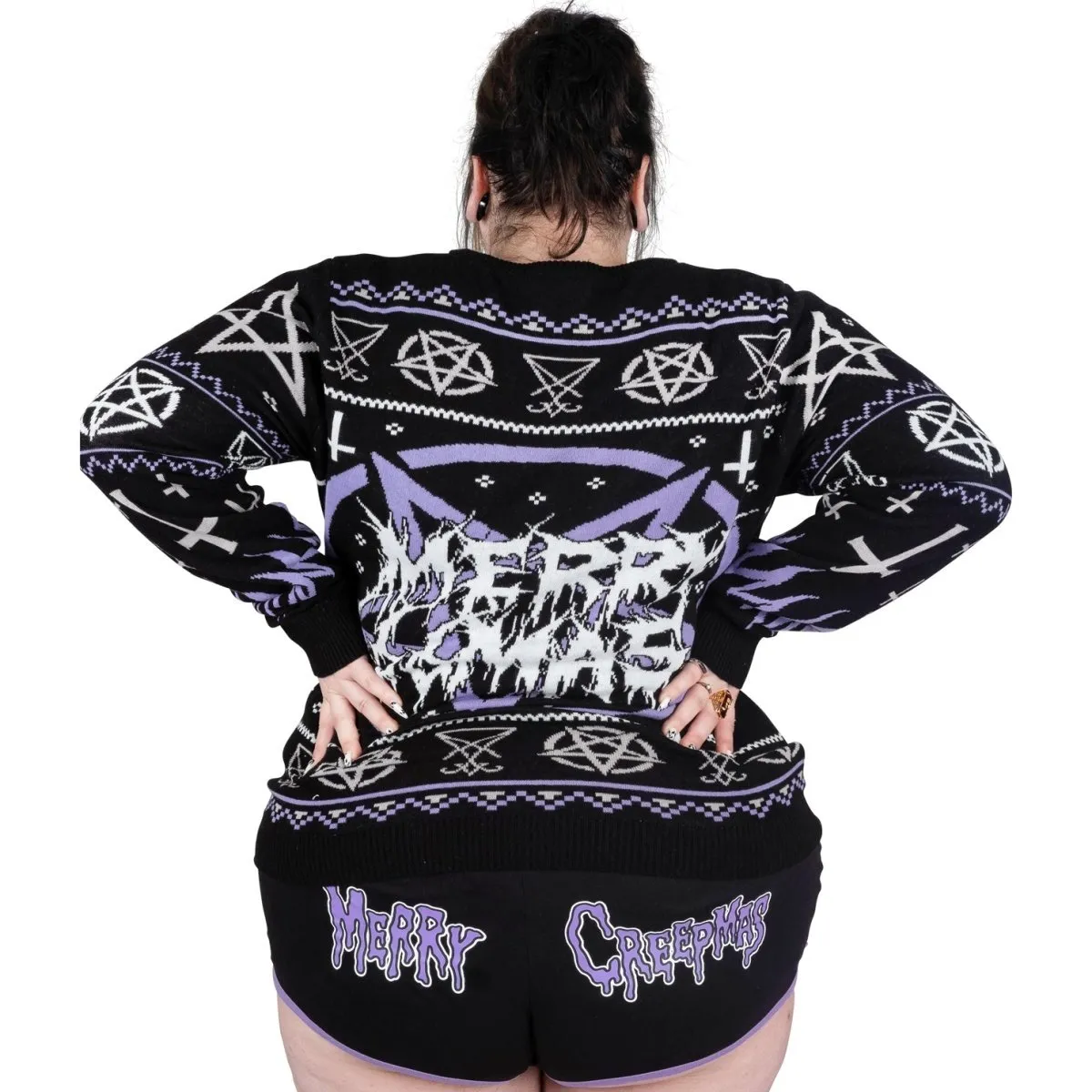 Merry Creepmas Purple Trim Hot Shorts