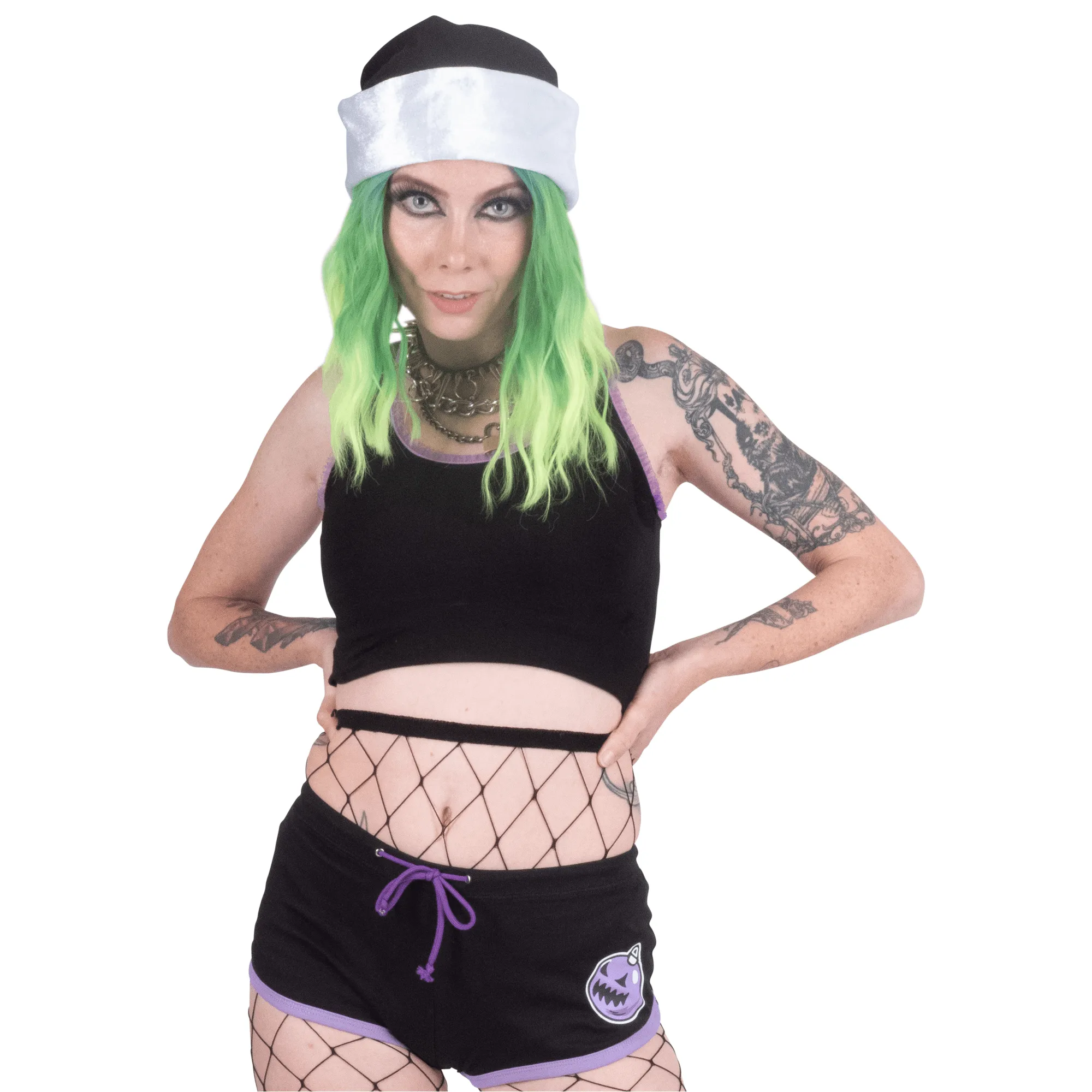 Merry Creepmas Purple Trim Hot Shorts