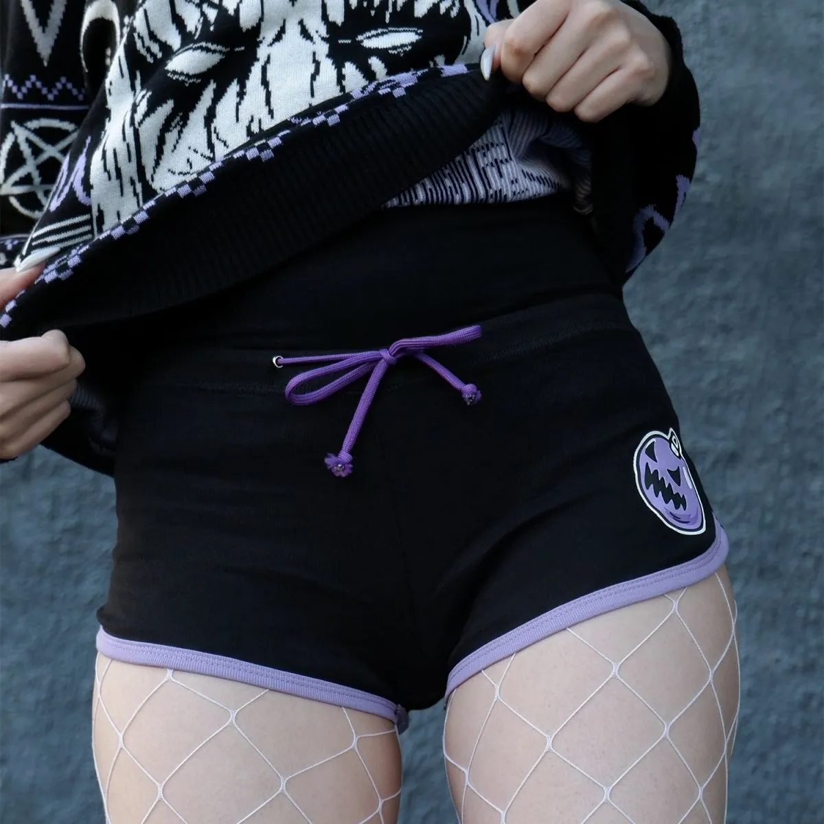 Merry Creepmas Purple Trim Hot Shorts