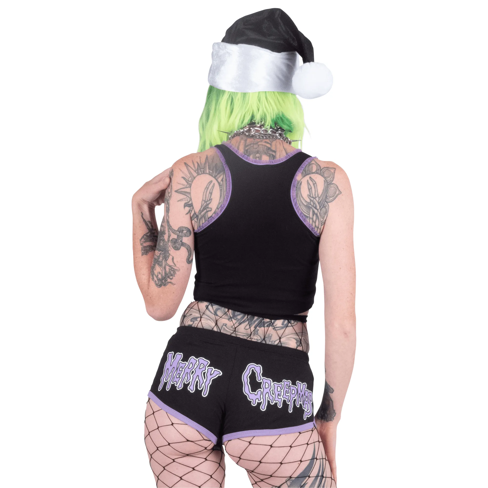 Merry Creepmas Purple Trim Hot Shorts