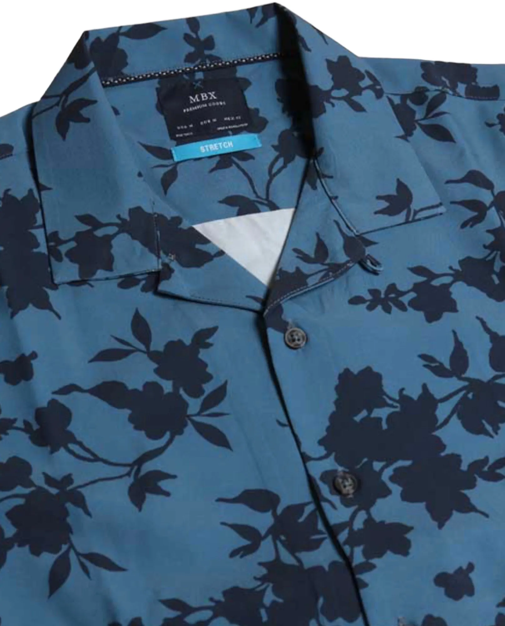 Midnight Blue Floral Silhouette Camp Shirt