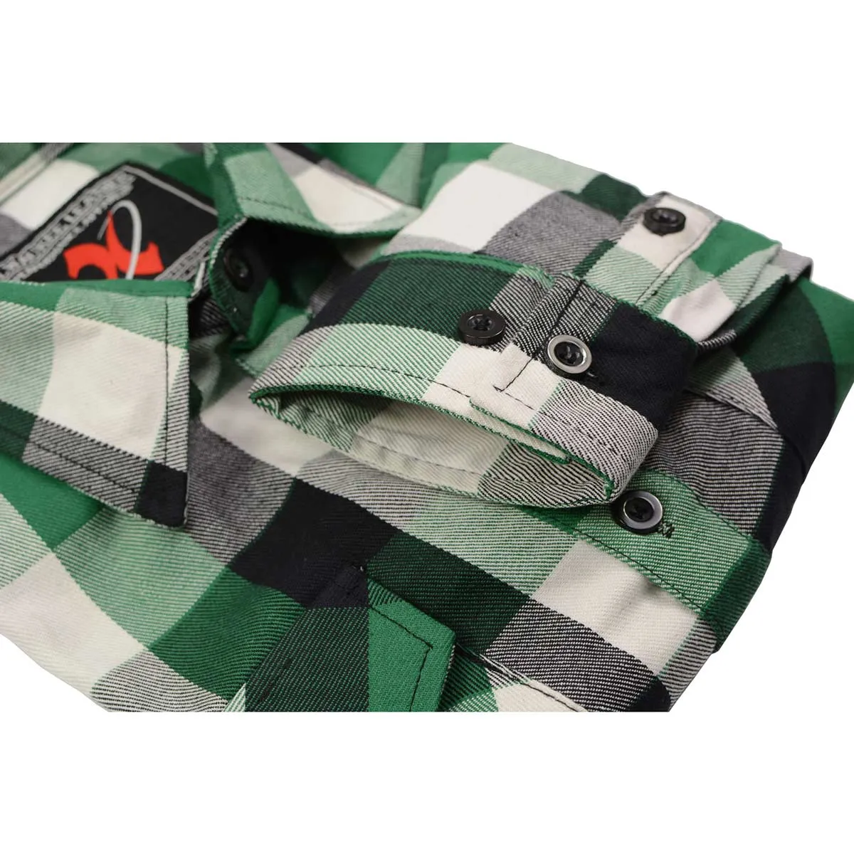 Milwaukee Leather Men's Flannel Plaid Shirt Green and White Long Sleeve Cotton Button Down Shirt MNG11636