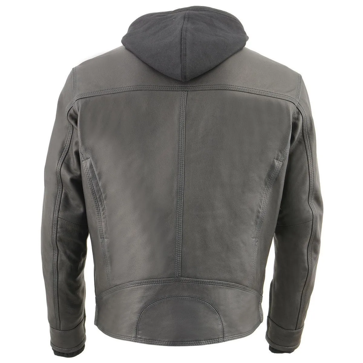 Milwaukee Leather MLM1552 Men's Black Leather ‘Utility Pocket’ Vented Scooter Style Motorcycle Jacket w/ Hoodie