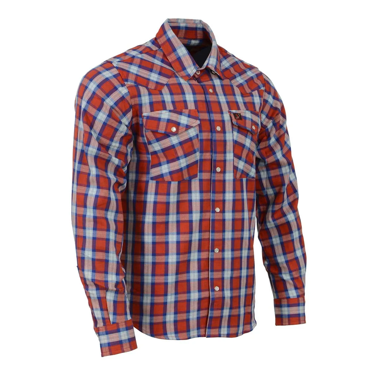 Milwaukee Leather MNG11638 Men's Red and Blue with White Long Sleeve Cotton Flannel Shirt