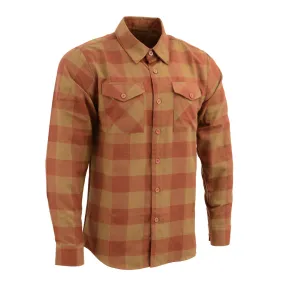 Milwaukee Leather MNG11653 Men's Brown and Beige Long Sleeve Cotton Flannel Shirt