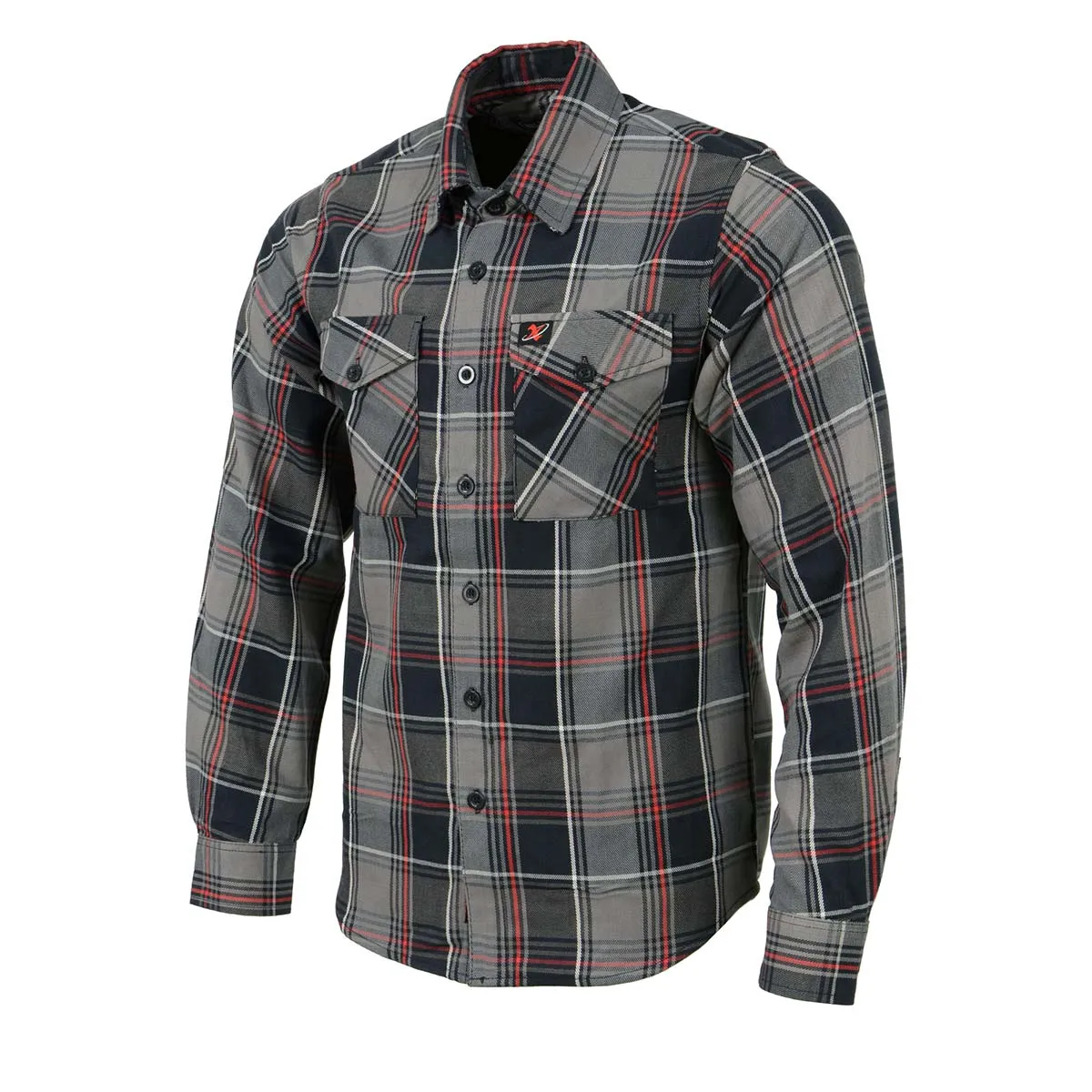 Milwaukee Leather MNG11658 Men's Black and Grey with Red Long Sleeve Cotton Flannel Shirt