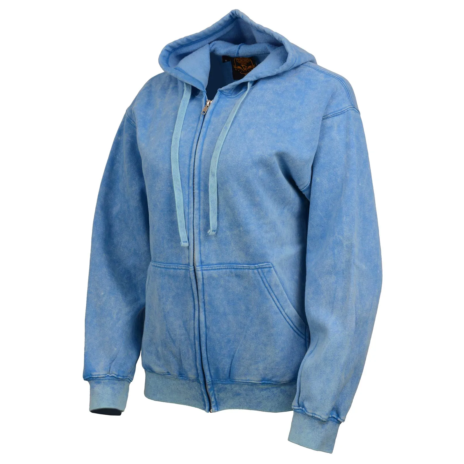 Milwaukee Leather MNG21621 Women's Distressed Blue Sweatshirt Full Zip