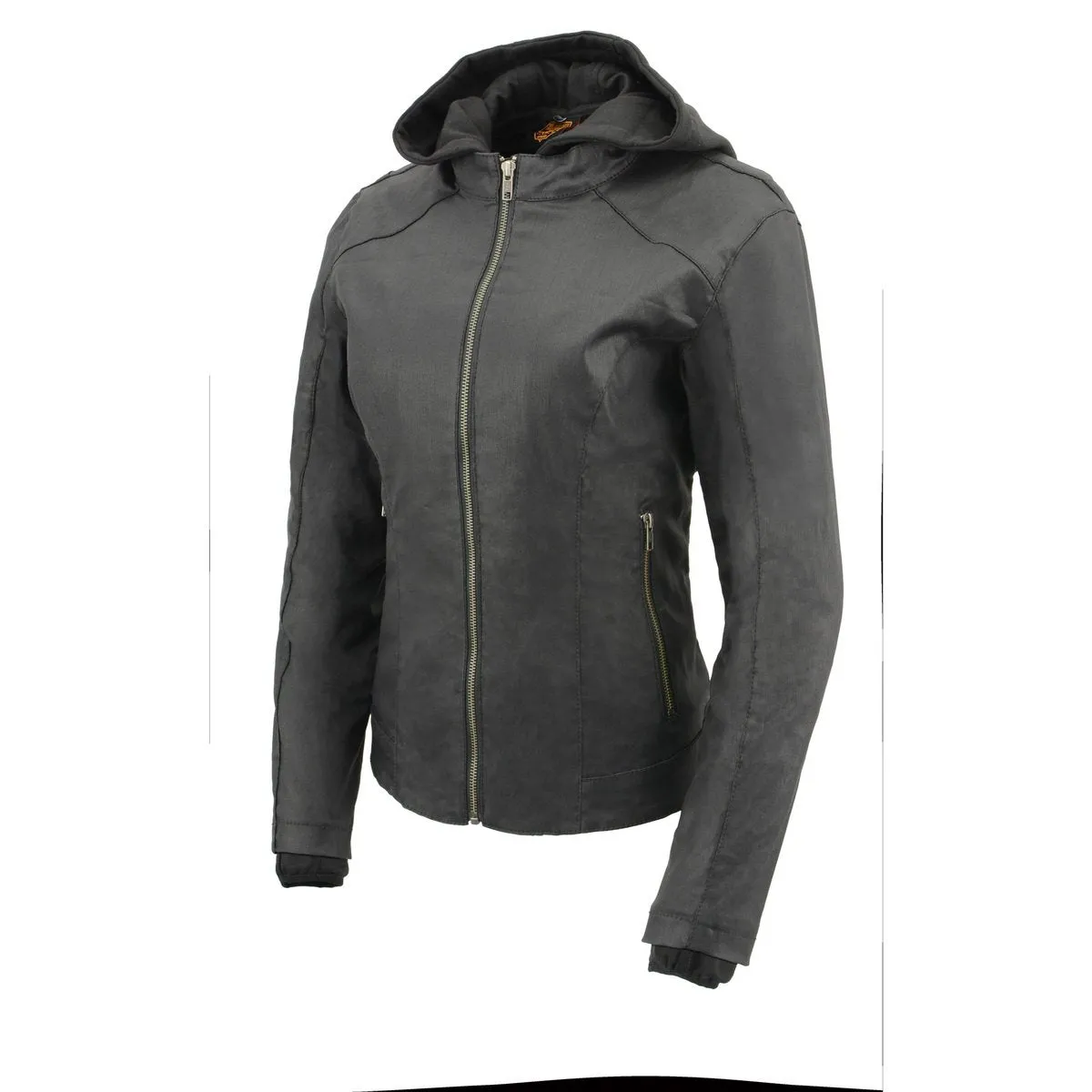 Milwaukee Leather MPL2745 Women's Black Zipper Front Jacket with Full Sleeve Removable Hoodie